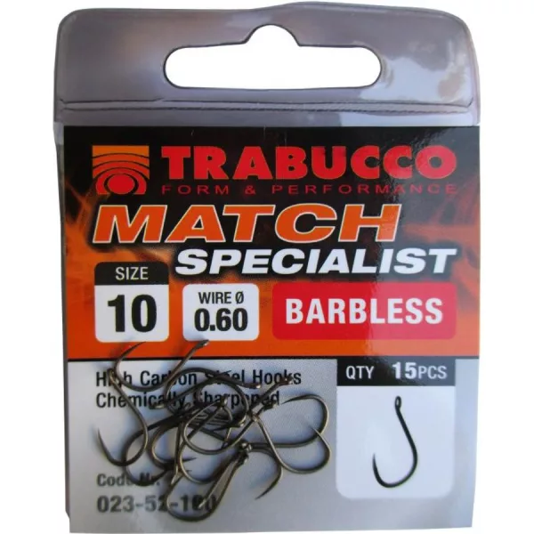 Trabucco Match Specialist 14 Cârlig cu ochet, fără barbă 15 buc