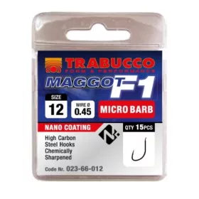 Trabucco F1 Maggot 18 bucăți, Cârlig cu barbă 15buc