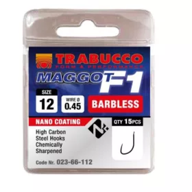 Trabucco F1 Maggot 18 bucăți, Cârlig fără barbă 15buc