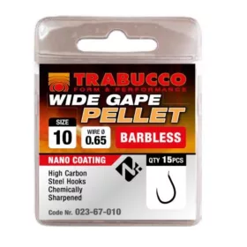   Trabucco Wide Gape Pellet 14 Cârlig fără barbă cu paletă 15 buc
