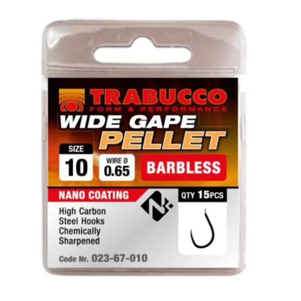 Trabucco Wide Gape Pellet 16 Cârlig fără barbă cu paletă 15 buc
