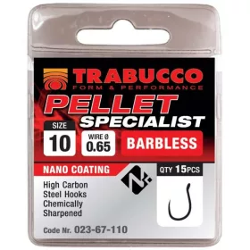   Trabucco Pellet Specialist 12 Cârlig fără barbă cu ochet 15 buc