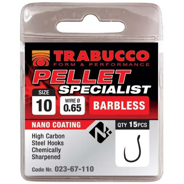 Trabucco Pellet Specialist 14 Cârlig fără barbă cu ochet 15 buc