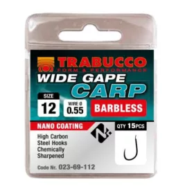   Trabucco Wide Gape Carp 12 Cârlig cu placă, fără barbă 15buc