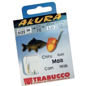   Trabucco Akura Mais 01 Cârlig legat cu monofil, cu ochi, cu barbă 10 buc
