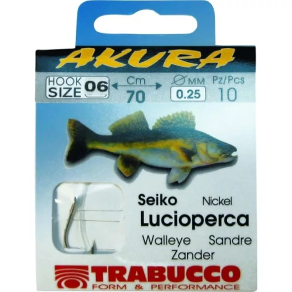 Trabucco Akura Zander 01 Cârlig legat cu monofil, cu paletă, cu barbă 10 buc