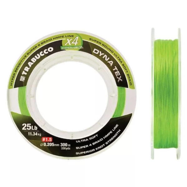 Trabucco Dyna-Tex X4 Power 150m 0,185mm Fir Principal Împletit Galben Lime
