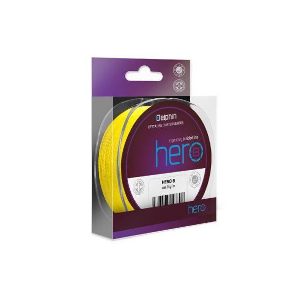 Delphin HERO 8 0,18mm Împletit Galben fluo