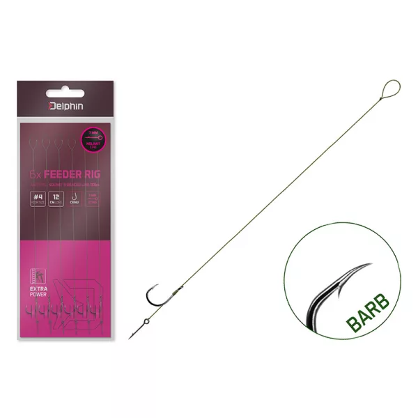 Delphin NOLIMIT 12cm Cârlig Legat cu Ochet, cu Barbetă, Mărimea 6, cu Țepușă pentru Momeală 6buc