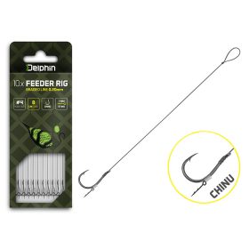   <b>Delphin Braided Sting Feeder Rig</b> 12cm Montură Feeder Împletită Prelegată cu Cârlig Chinu 8, 10buc