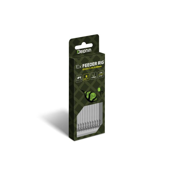 Delphin Braided Sting Feeder Rig 12cm Leadcore Împletit Prefabricat 4 Cârlige Turner 10buc