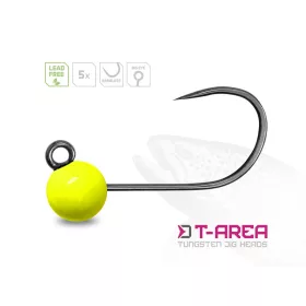   Delphin T-Area BL Tungsten Jig 4mm 0,6gr 6 Cap Micro Jig Galben Fluo 5buc