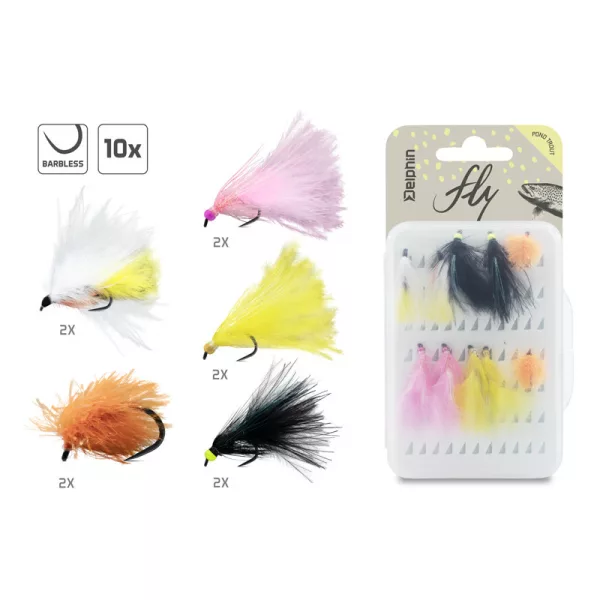 Delphin Fly Pond Trout Műlégy Készlet 10db