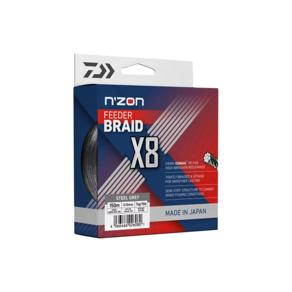 Daiwa N Zon X8 Braid Steel Grey 0,10mm 300m Fonott Főzsinór
