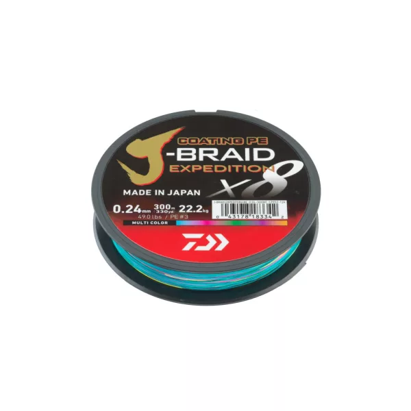 Daiwa J-Braid Expedition X8 Multi-Color 0,35mm 3000m Fonott Főzsinór