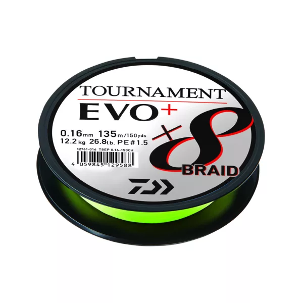 Daiwa Tournament X8 Braid Evo+ Chartreuse 0,08mm 2700m Fonott Főzsinór