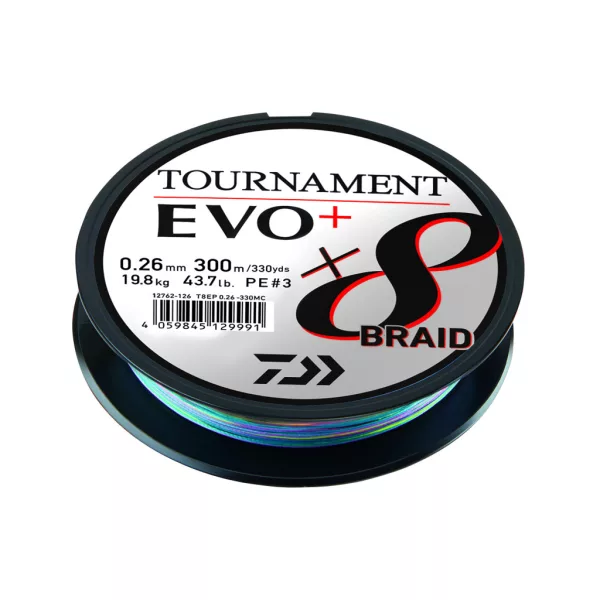 Daiwa Tournament X8 Braid Evo+ Multi-Color 0,12mm 300m Fonott Főzsinór