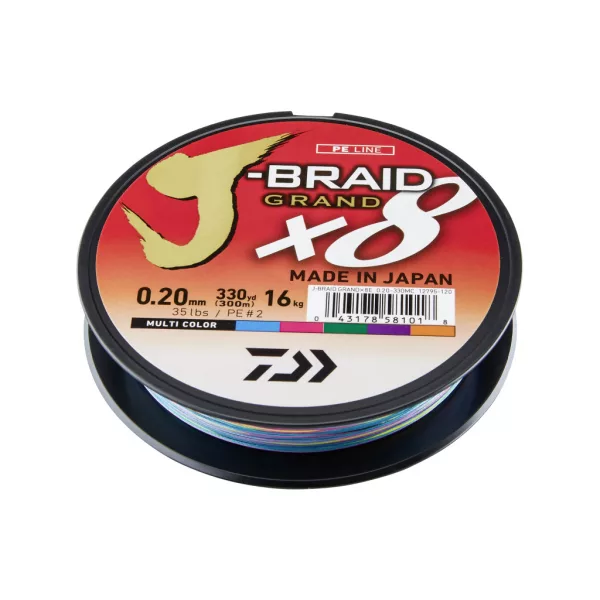 Daiwa J-Braid Grand X8 Multi-Color 0,18mm 1500m Fonott Főzsinór