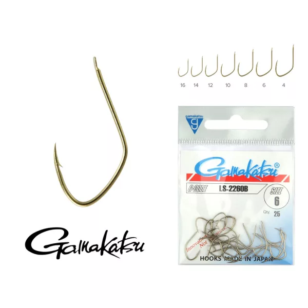 Gamakatsu LS-2260B/008 Bronz 8 25buc/pachet Cârlig pentru monturi fine cu paletă și barbă