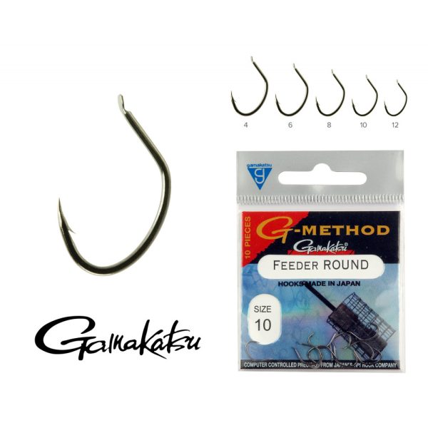 Gamakatsu G-Carp super snag Negru 6 10buc/pachet Cârlig Feeder cu inel și barbă