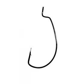  Gamakatsu Worm Offset Negru 5/0 5buc/pachet Cu ochi, cu contrabarba, cârlig pentru pești răpitori