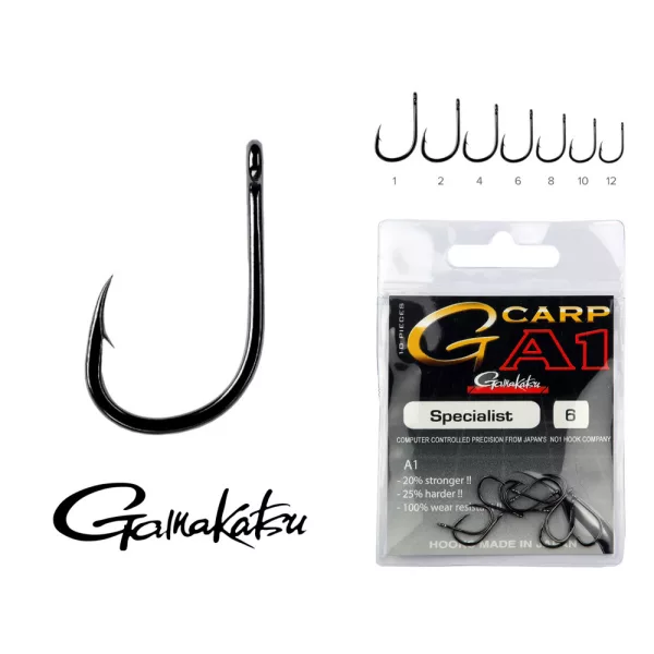 Gamakatsu Feeder Strong B Negru 12 10/pachet Cârlig Feeder cu paletă și barbă