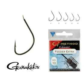   Gamakatsu Feeder Extra Negru 10 10buc/pachet Cârlig Feeder cu paletă și barbă