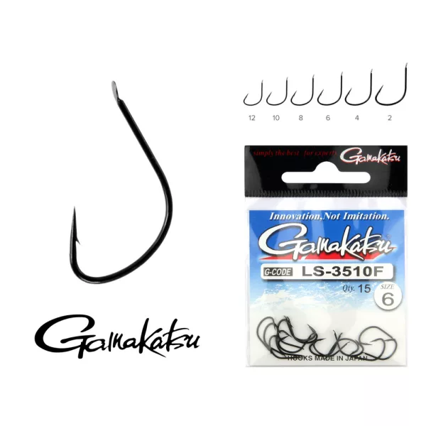 Gamakatsu LS-3310F/012 N/L Negru 12 11buc/pachet Cârlig feeder cu paletă, cu barbă