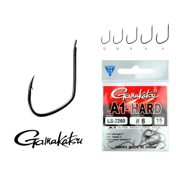 Cârlig de feeder Gamakatsu G-carp A1 Long Claw Negru 4 10buc/pachet, cu barbetă, cu ochet