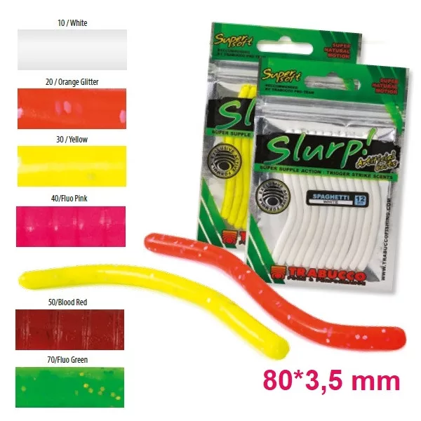 Trabucco Slurp Bait Spaghetti Roșu sângeriu Momeală din cauciuc moale 12db