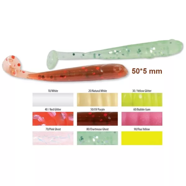 Trabucco Slurp Bait T-Shad Momeală Artificială Plastic Alb Natural 10buc