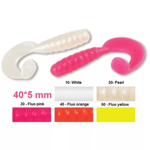 Trabucco Slurp Bait Coada de Shad Falcetto Roz Fluo Nalucă Plastică 20 buc.