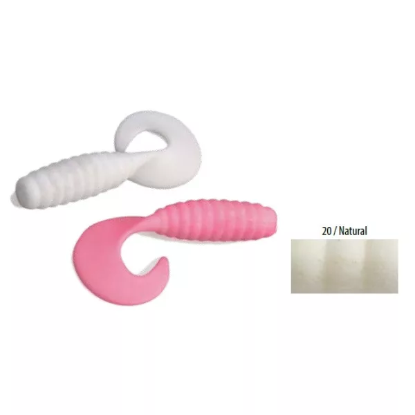 Trabucco Yummy Bait Curly Tail Natural 4cm Momeală Plastic 8db