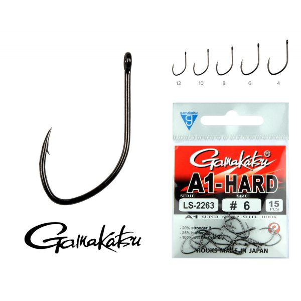 Gamakatsu LS-2263NSB/008 A1 Negru 8 15buc/pachet Cârlig Feeder cu inel și barbă