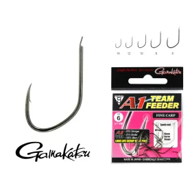   Gamakatsu A1 Team Feeder Fine Carp Negru 6 15 buc/pachet Cârlig Feeder cu paletă și barbă