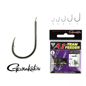   Gamakatsu A1 Team Feeder Carp Feeder Negru 10 15 buc/pachet Cârlig Feeder cu paletă și barbă