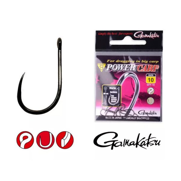 Gamakatsu Power Carp Ring Eye BB Negru 16 10buc/pachet Cu ochi Fără barbă Cârlig de Feeder