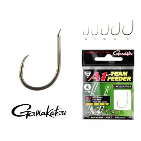   Gamakatsu A1 Team Feeder Circle Power Negru 8 15 buc/pachet Cârlig Feeder cu paletă și barbă
