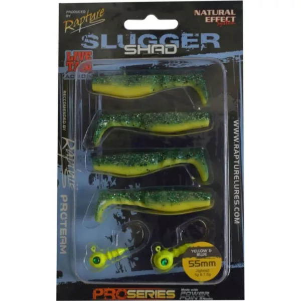 Rapture Slugger Shad Set 5,5cm Galben & Albastru 4+2buc Set de Naluci