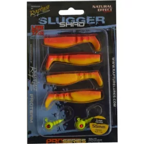  Rapture Slugger Shad Set 5,5cm Galben Flacără 4+2buc Set de Naluci