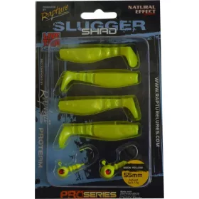   Rapture Slugger Shad Set 5,5cm Galben Neon 4+2buc Set de Naluci