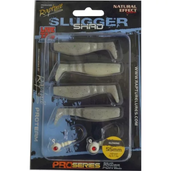 Rapture Slugger Shad Set 5,5cm Chartreuse Fantomă Set de Naluci 4+2 buc