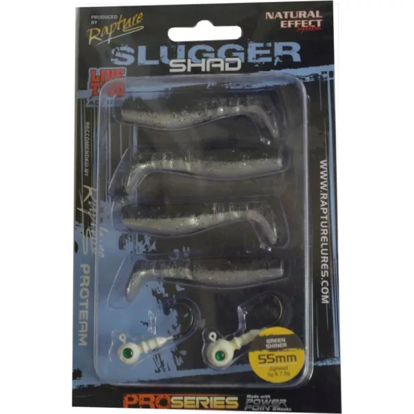 Rapture Slugger Shad Set 5,5cm Green Shiner 4+2buc Set de Naluci