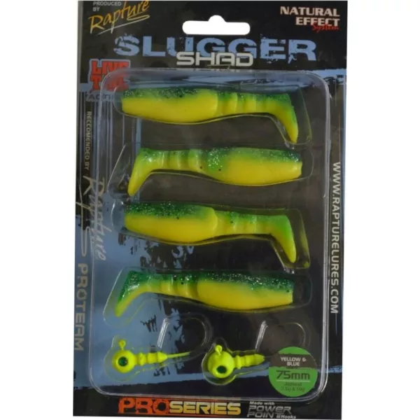 Rapture Slugger Shad Set 7,5cm Yellow / Blue 4+2buc Set Naluci Artificiale