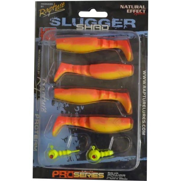 Rapture Slugger Shad Set 7,5cm Galben Flacără 4+2buc Set de Naluci
