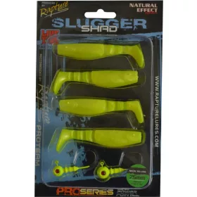   Rapture Slugger Shad Set 7,5cm Neon Yellow 4+2buc Set Naluci Artificiale