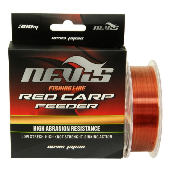 Nevis Red Carp Feeder 300m 0.18mm Fir principal monofilament-Roșu translucid