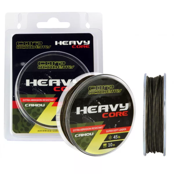 Carp Academy Heavy Core 10m 0.62mm 35lb Camo Fir împletit pentru forfac-Nămol
