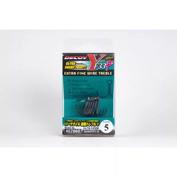 Decoy Y-F33F Extra Fine Wire #3 Füles Szakállas Háromágú Horog 6db