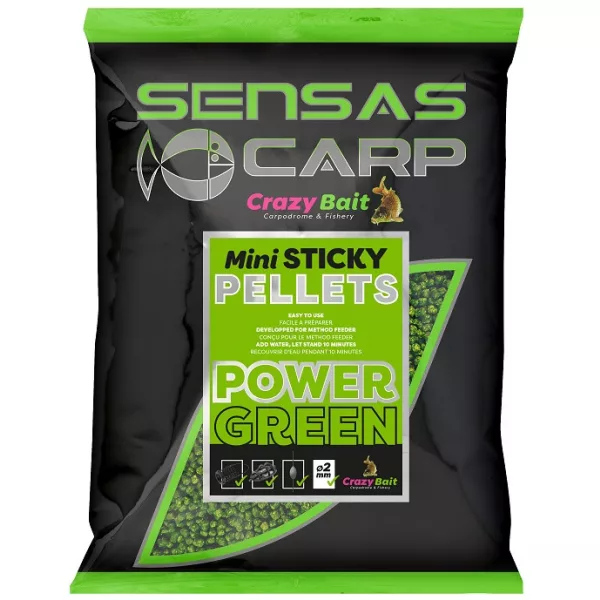 Sensas Pellet Mini Sticky Verde Pelete de nădire 700gr